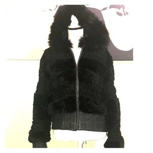 NWOT Beautiful Black Fur Hooded Jacket